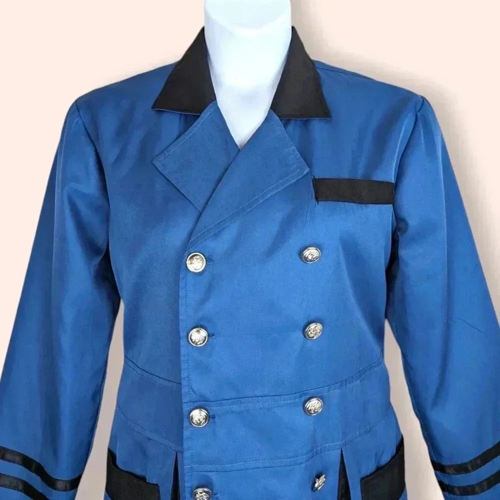 Long Blue Double Button Jacket - Picture 4 of 7
